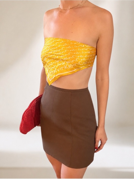 Vintage Dresses & Skirts - Vintage Brown Linen Lined High Waisted A-Line Mini Skirt - Size Small / 4